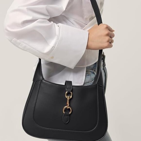 Neiman Marcus Black Horsebit Buckle Reverie Bag - Picture 4 of 6